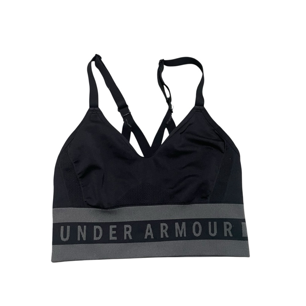Under Armour Women's Black & Gray Seamless Low Long‎ Sports Bra Size XS